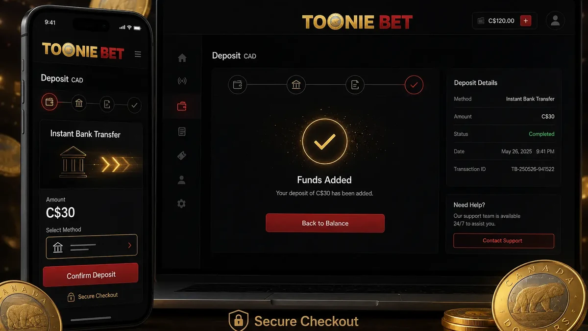 Toonie Bet Interac e-Transfer deposit and withdrawal flow diagram