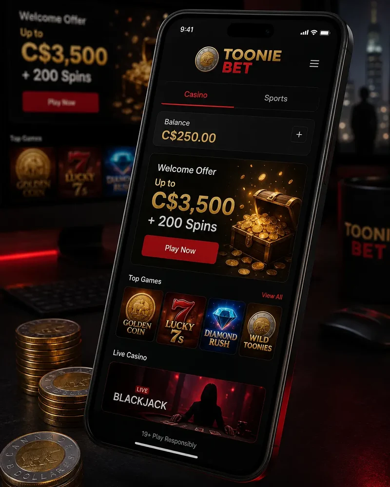 Toonie Bet Android and iOS mobile app on smartphone