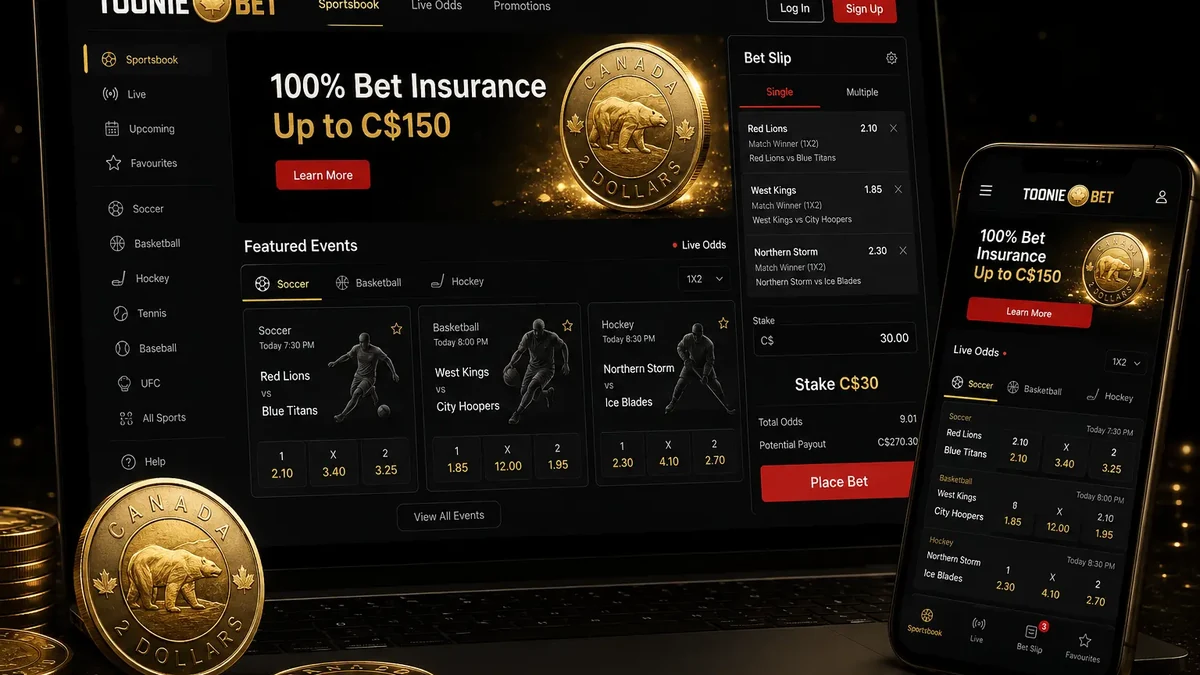 Toonie Bet sportsbook Canadian NHL CFL betting with C0 welcome offer